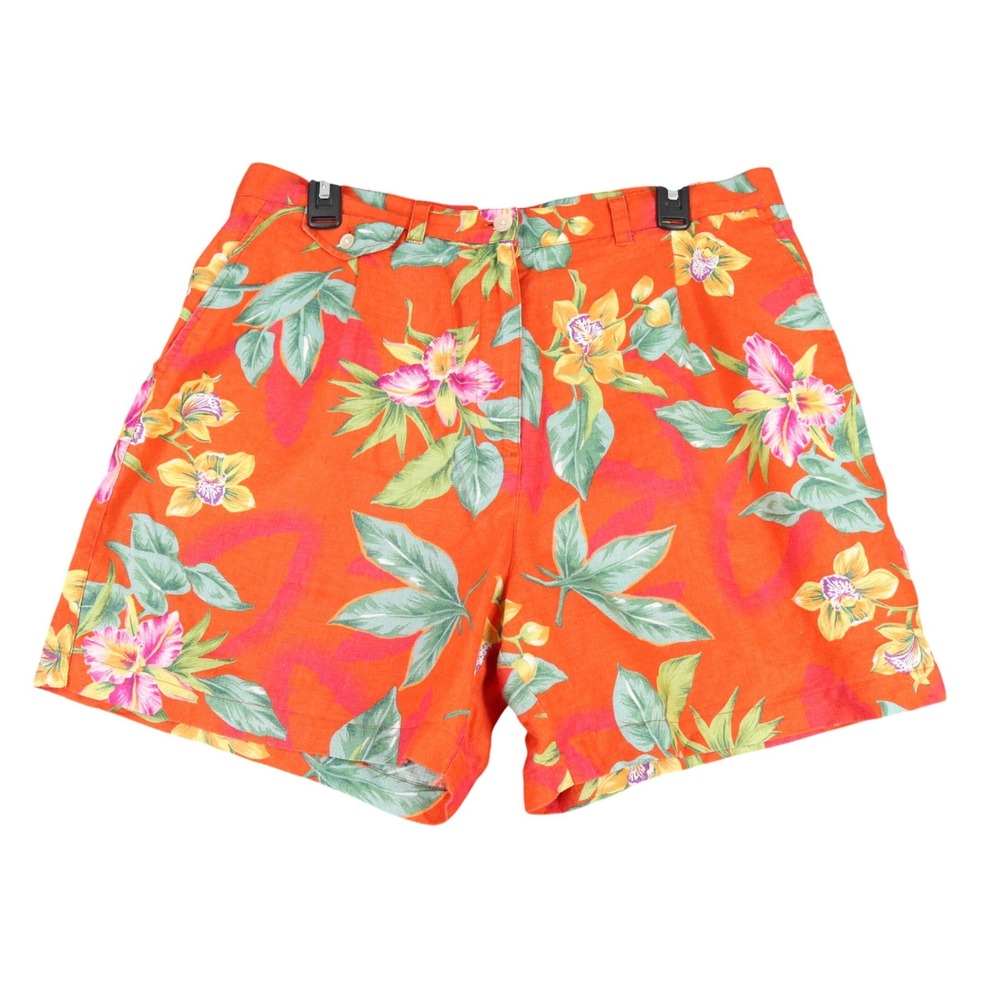 Lauren Ralph Lauren Tropical Floral Linen Shorts Womens 16 Pleated Resort Wear